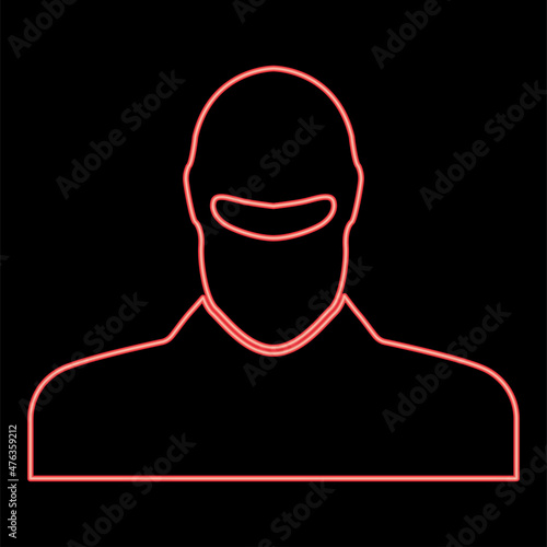 Neon man balaclava or pasamontanas red color vector illustration image flat style