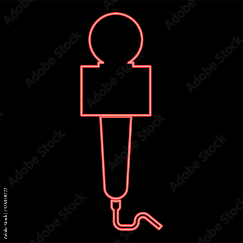 Neon news microphone red color vector illustration image flat style