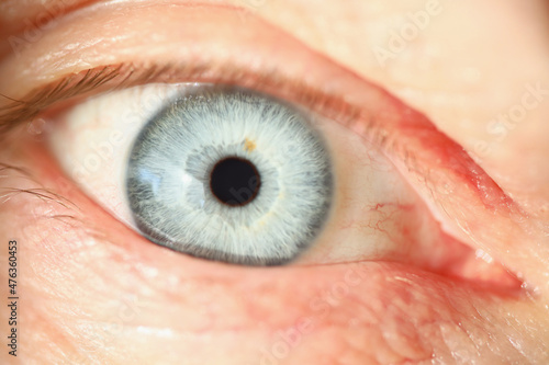 Light blue human eye colour, extreme macro shot of persons vision