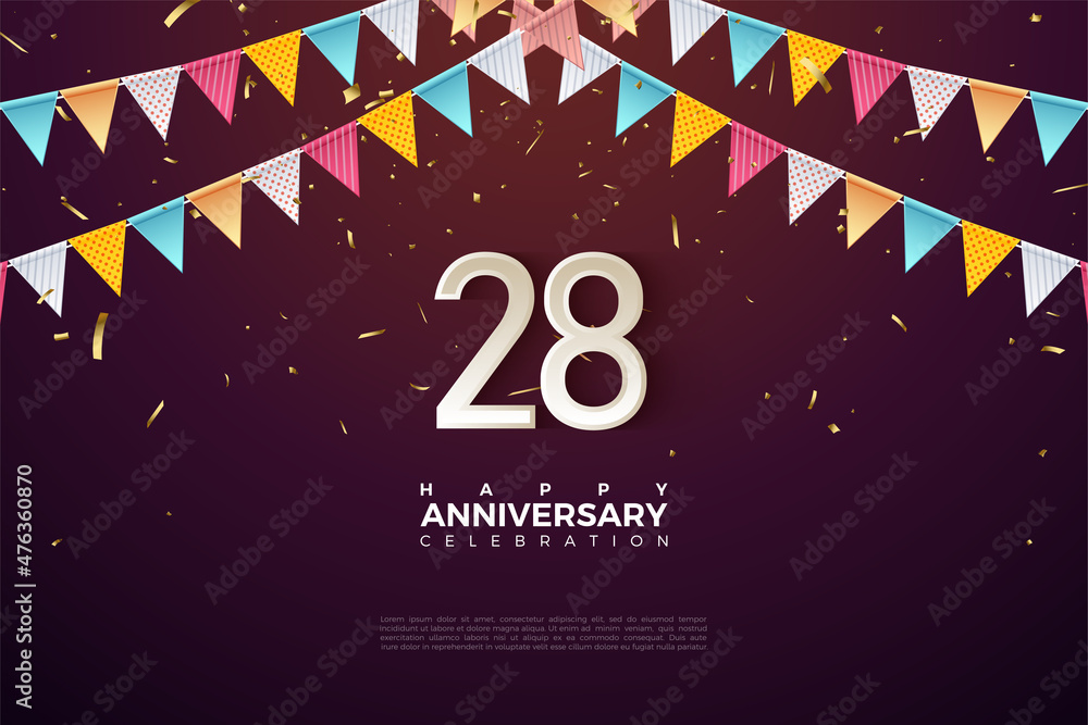 28th anniversary background illustration. Stock Vector | Adobe Stock
