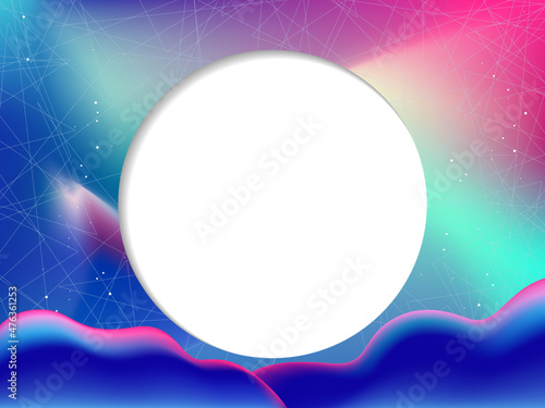 ホログラム 背景 抽象 流体シェイプ デザイン ピンクとブルーのグラデーション	タイトルバック用デザイン