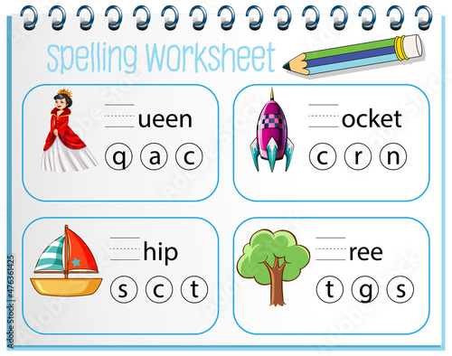 Spelling worksheet template for kids