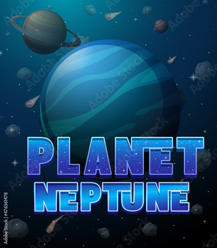 Planet Neptune word logo poster
