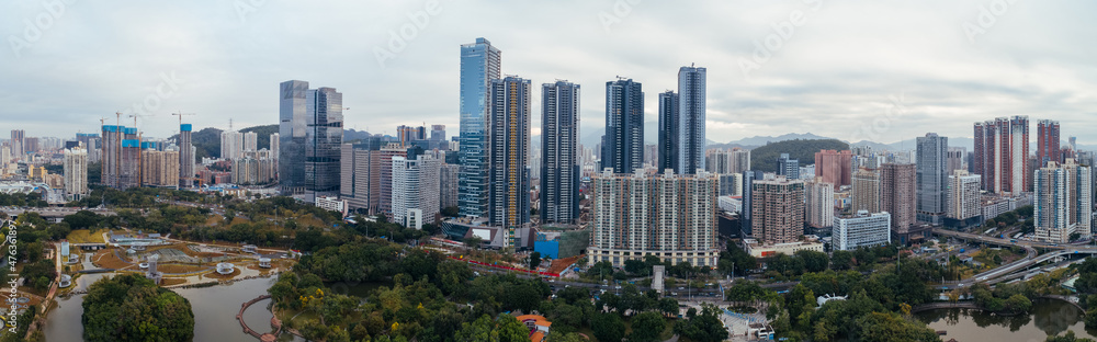 Naklejka premium Aerial view of landscape in Shenzhen city,China