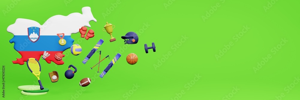 3d rendering of sports equipment in Slovenia for website cover 3d rendering of sports equipment in Slovenia for website cover