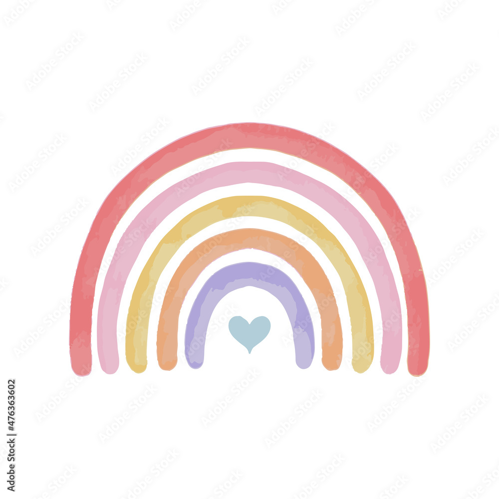 Cute pastel rainbow in watercolor style. Baby nursery art illustration Cute pastel rainbow in watercolor style. Baby nursery art illustration