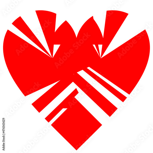 Heart shape sign symbol icon - stylish abstract decomposition - vector illustration
