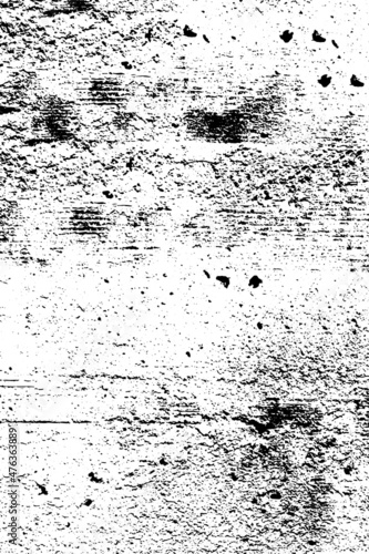 The grunge texture is black and white. Vector monochrome background