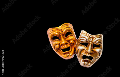 Comedy and Tragedy theatrical venetian mask isolated 
