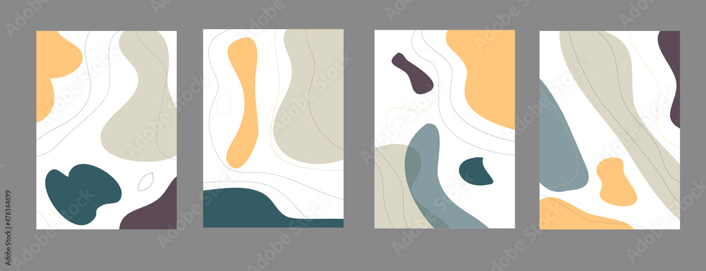 Set of abstract for backgrounds, wall decor, banner. hand drawn varios shapes. earth tone colors. Eps10 vectors