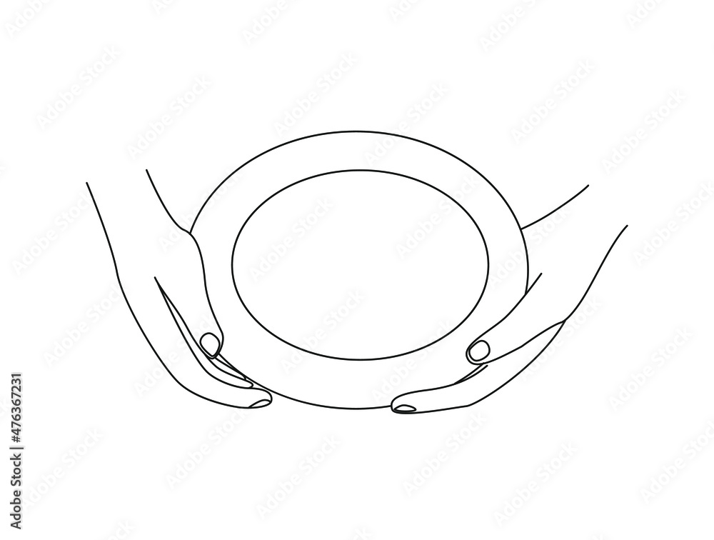 custom made wallpaper toronto digitalthe girl's hands are holding a plate or saucer. View from above. Linear style illustration