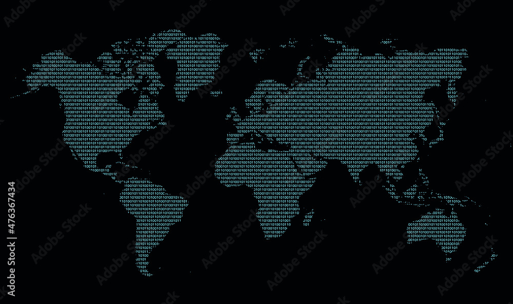 Abstract technology digital backgrounds with world map on black