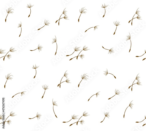 The Seamless background with dandelion seeds.