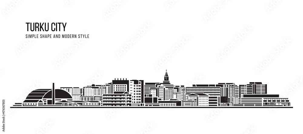 Cityscape Building Abstract Simple shape and modern style art Vector design - Turku city