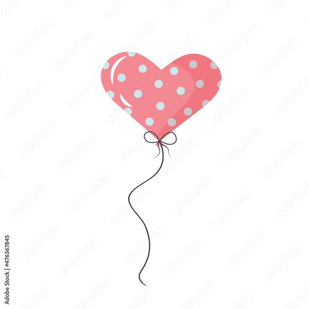 Balloon in the form of the heart in polka dot pattern. Love and Valentine's day concept.