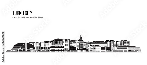Cityscape Building Abstract Simple shape and modern style art Vector design - Turku city