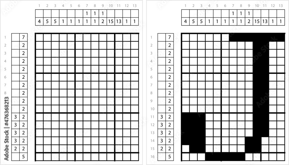 Fototapeta premium Alphabet J Nonogram Pixel Art M_2112002