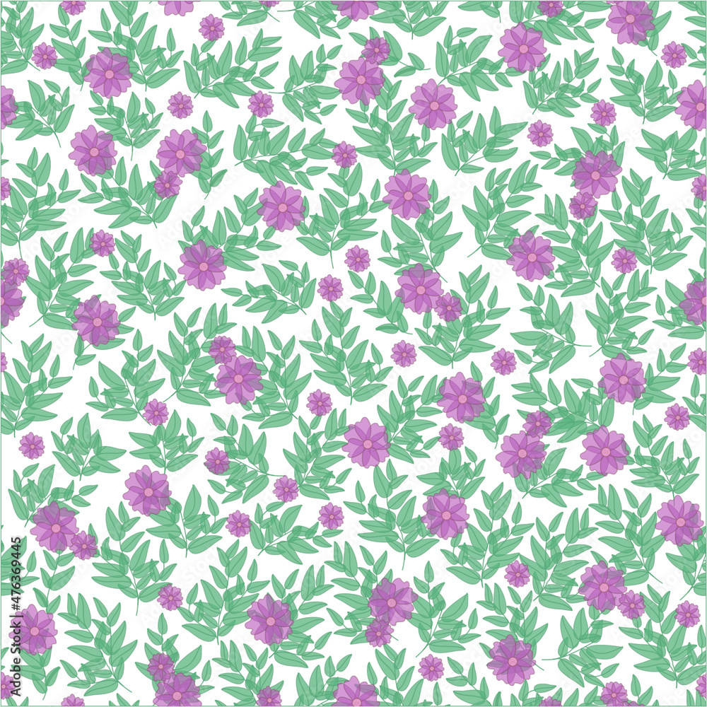 Floral pattern. Pretty flowers on white background. Printing with small pink, purple flowers. Ditsy print. Seamless texture. Cute flower patterns. elegant template for fashionable printers