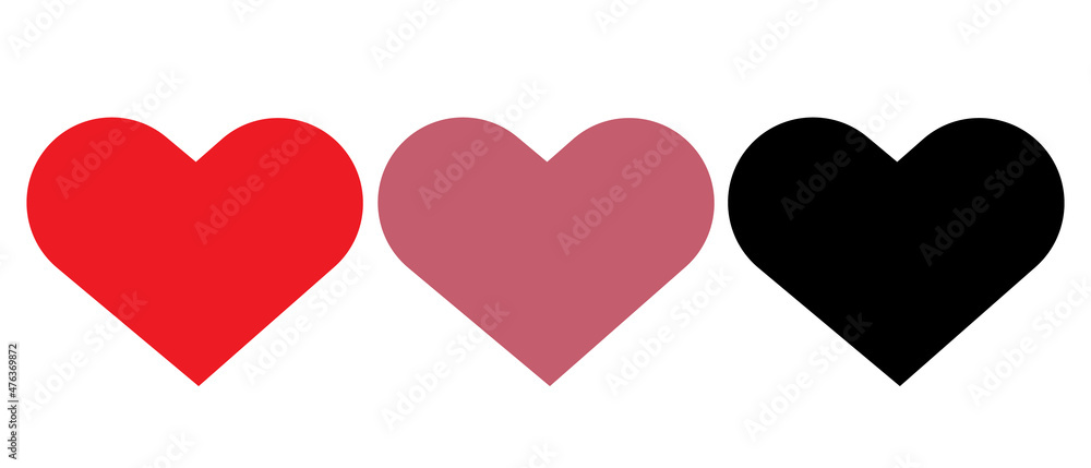 A set of hearts, a symbol of the love icon, isolated on a white background. Vector illustration.A set of hearts for Valentine's Day greetings . A set of hearts, a symbol of the love icon, isolated on a white background. Vector illustration.A set of hearts for Valentine's Day greetings .