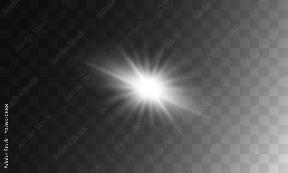 White Light Effect Transparent Background Vector Illustration Decoration Bright Star