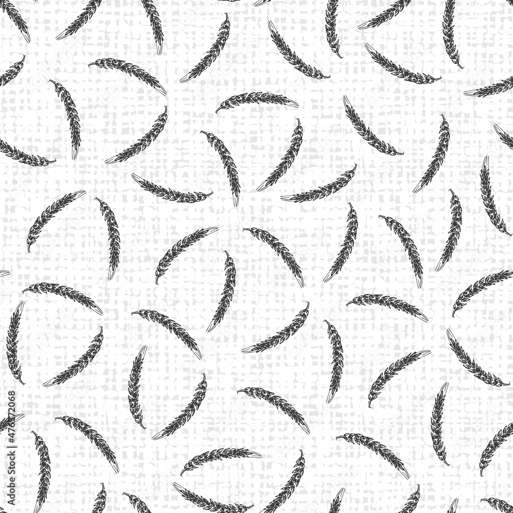 Vector white elegant wheat doodle scattered pattern 06 with canvas background. Suitable for textile, cafe menu design and wallpaper. Vector white elegant wheat doodle scattered pattern 06 with canvas background. Suitable for textile, cafe menu design and wallpaper.