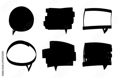Speech bubble square and round. Comics design element. Dialog, communication. Editable color. Isolated on white background.