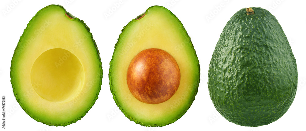 Avocado isolated on white background, collection Avocado isolated on white background, collection