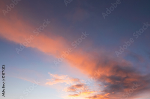 Amazing sunset sky with rich saturated natural warm and cool colors. Abstract background.