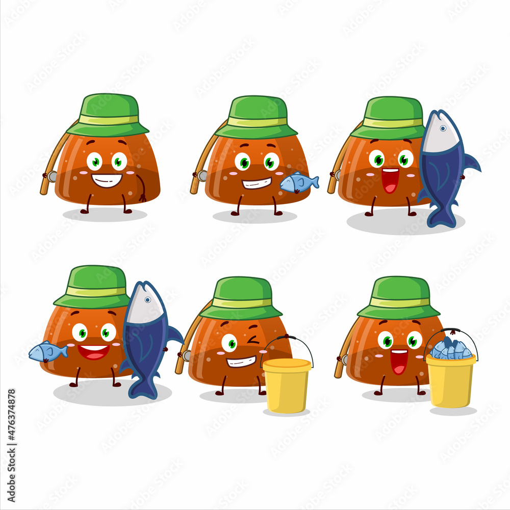 A fisherman orange jelly gummy candy cartoon picture catch a big fish A fisherman orange jelly gummy candy cartoon picture catch a big fish
