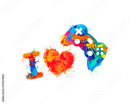 I love computer games. Vector symbol of splash paint