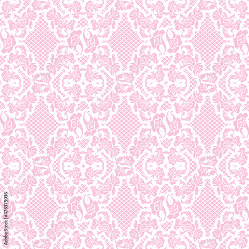Ornamental beauty lace pink background, floral pattern