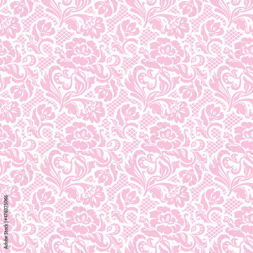 Ornamental beauty lace pink background, floral pattern