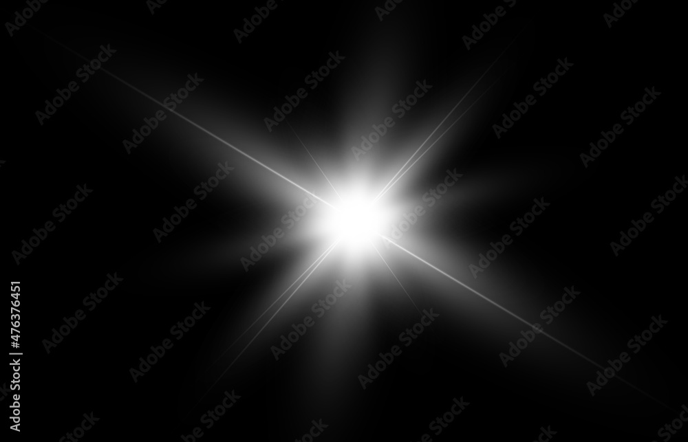  White Light Effect Transparent Background Vector Illustration Decoration Bright Star
