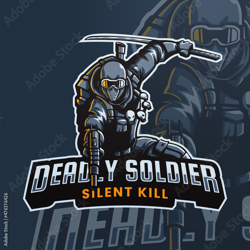 Deadly soldier e-sport mascot logo design