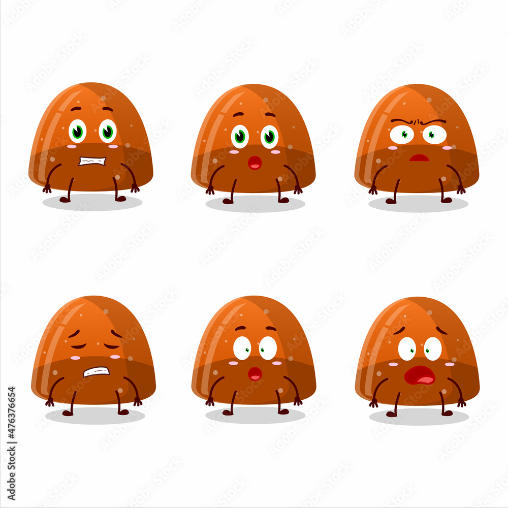 Obraz premium Character cartoon of orange jelly gummy candy with scared expression