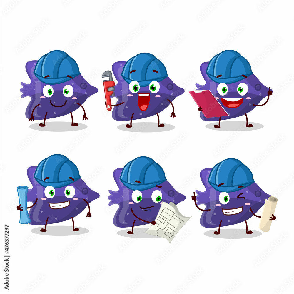 architect fish purple gummy candy cute mascot character with pliers architect fish purple gummy candy cute mascot character with pliers