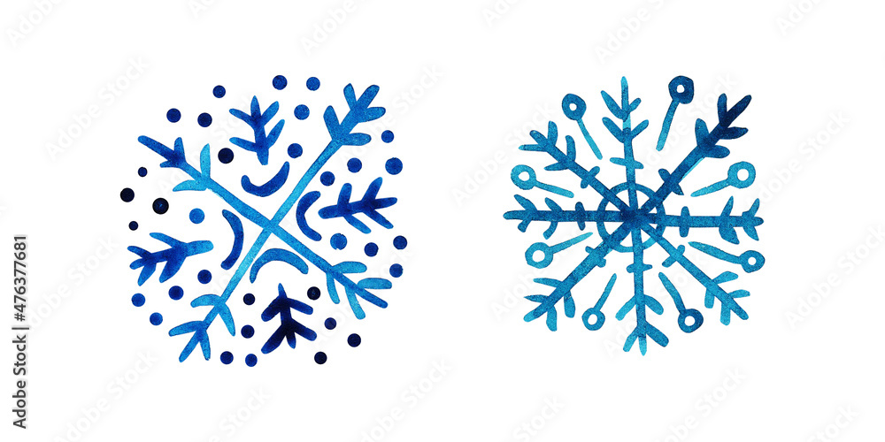 Watercolor Snowflakes With White Background Watercolor Snowflakes With White Background