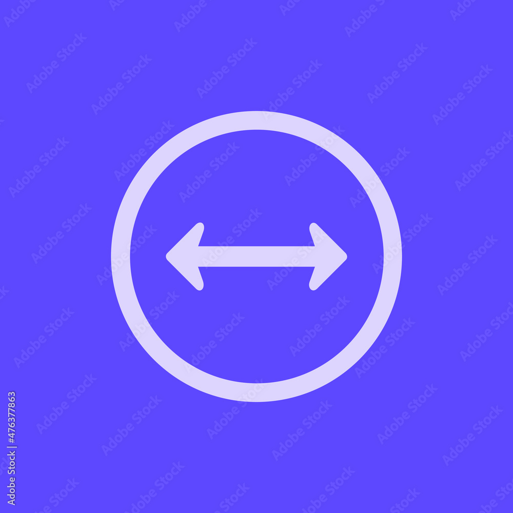 Double arrow icon, two side simple icon vector, Arrow icon in circle Isolated on purple backgound Double arrow icon, two side simple icon vector, Arrow icon in circle Isolated on purple backgound