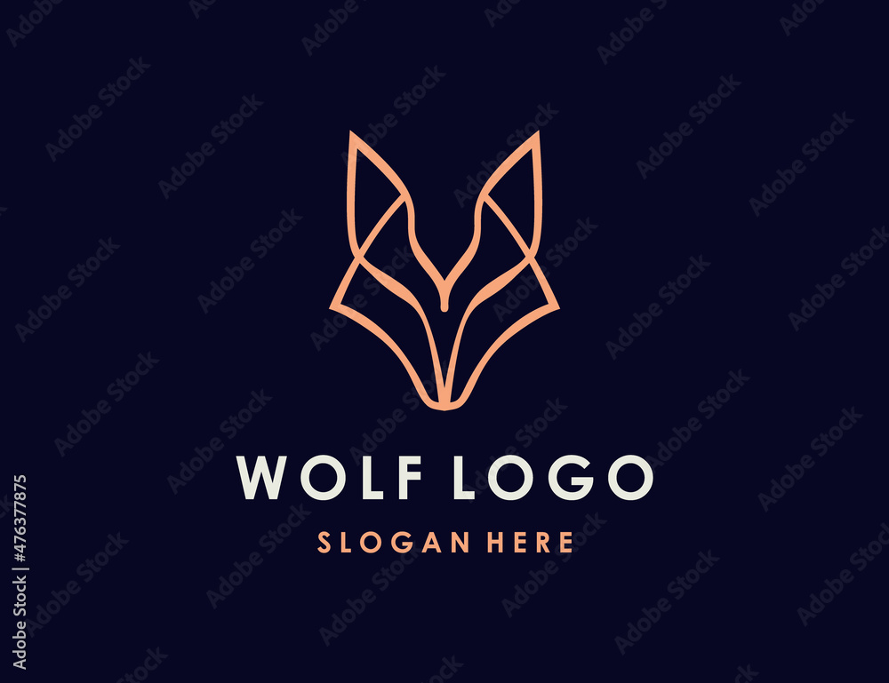 Fototapeta premium Minimal luxury wolf head logo template