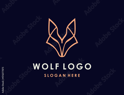 Minimal luxury wolf head logo template
