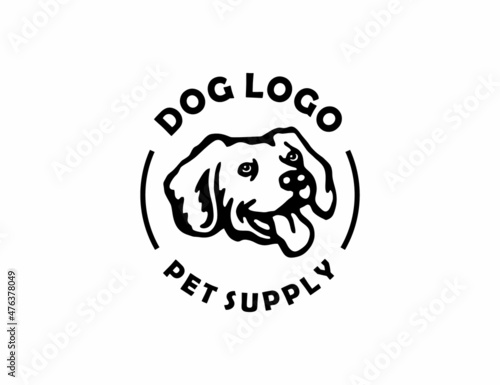Vintage dog head logo for pet supply company
