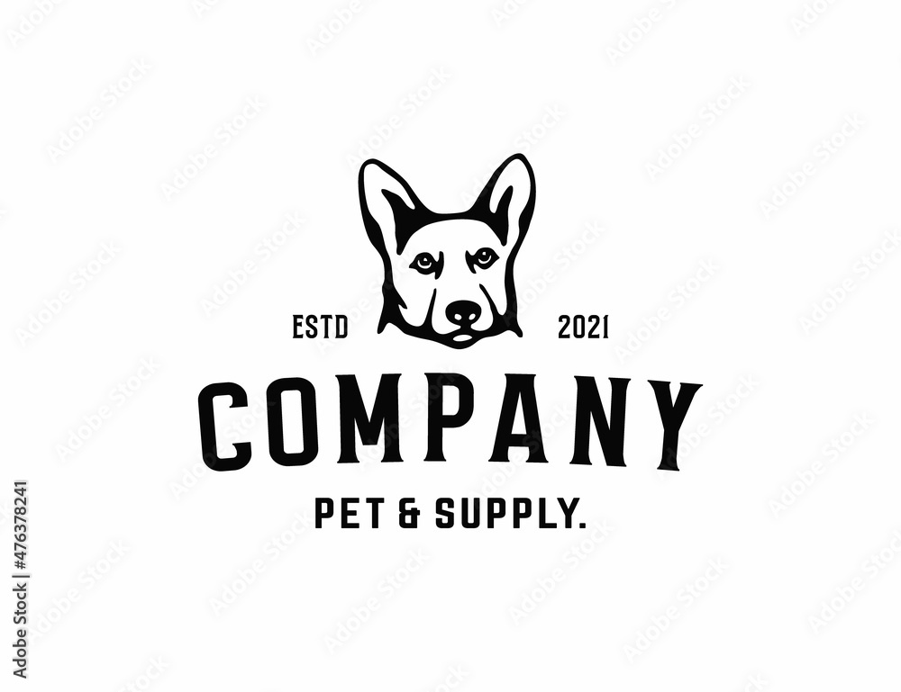 Fototapeta premium Vintage dog head logo for pet supply company
