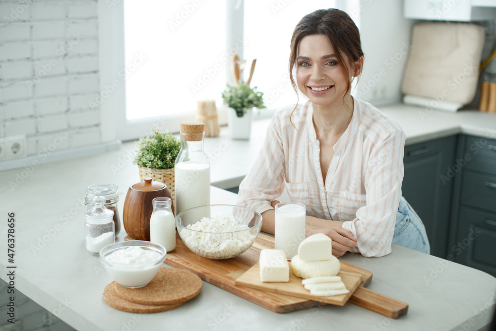 Woman with milk. Proper nutrition. High quality photo Woman with milk. Proper nutrition. High quality photo