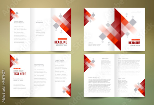 Set Brochure design template tri-fold and booklet abstract squares