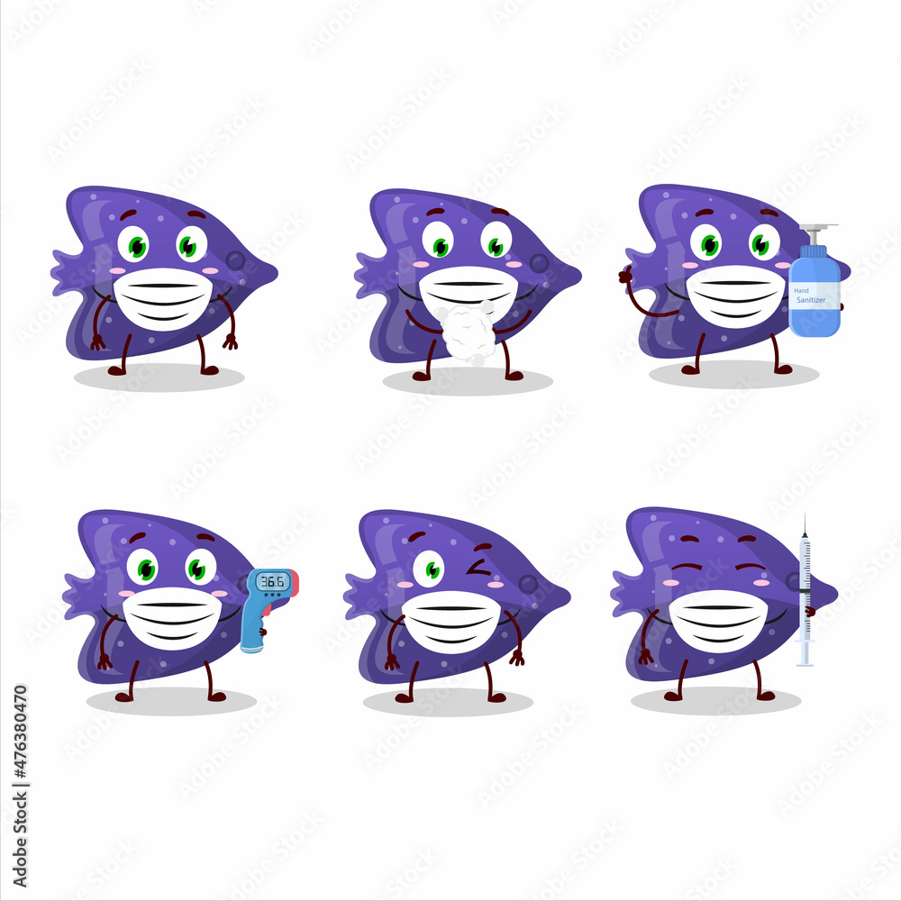 A picture of fish purple gummy candy cartoon design style keep staying healthy during a pandemic A picture of fish purple gummy candy cartoon design style keep staying healthy during a pandemic