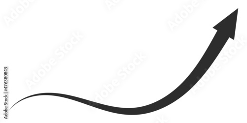 Curved directional arrow rising trend in stock exchange, flowing arrow pointing to an increase in level asset value stock illustration