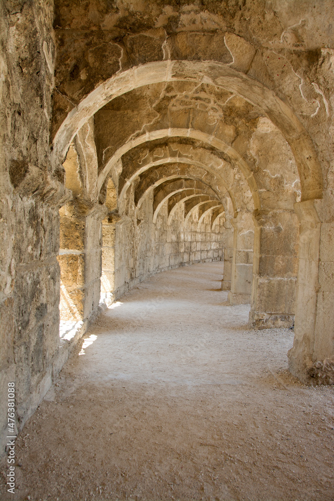 Roman amphitheater of Aspendos, Belkiz, Antalya, Turkey. 