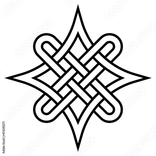 Quaternary celtic knot symbol choosing the right path, knot sign of choosing good and evil stock illustration photo