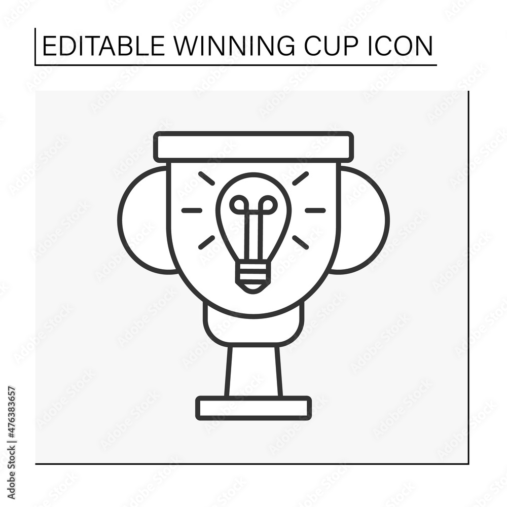 Trophy line icon. Special award for producing ideas and motivating people. Winning cup concept. Isolated vector illustration. Editable stroke Trophy line icon. Special award for producing ideas and motivating people. Winning cup concept. Isolated vector illustration. Editable stroke