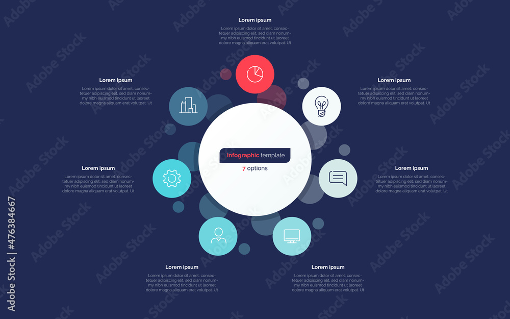 Seven option circle infographic design template. Vector illustration Seven option circle infographic design template. Vector illustration